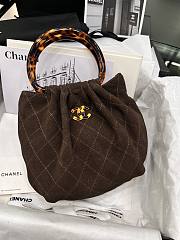 Chanel Small Hobo Bag Suede Calfskin Turtoise Shell Effect Plexi & Gold Tone Metal Brown - 24x18x12cm - 4