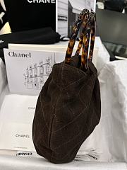 Chanel Small Hobo Bag Suede Calfskin Turtoise Shell Effect Plexi & Gold Tone Metal Brown - 24x18x12cm - 6