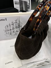 Chanel Small Hobo Bag Suede Calfskin Turtoise Shell Effect Plexi & Gold Tone Metal Brown - 24x18x12cm - 5