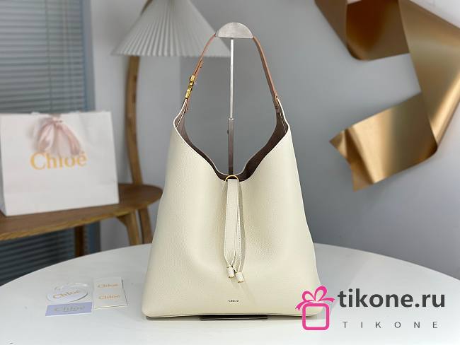 Chloe Marcie Hobo Bag In Grained Leather White - 36x29x10cm - 1