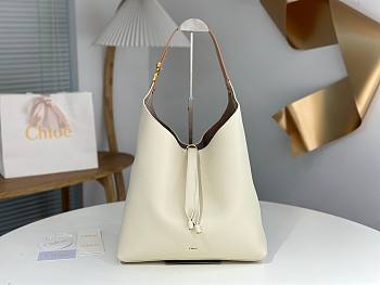 Chloe Marcie Hobo Bag In Grained Leather White - 36x29x10cm