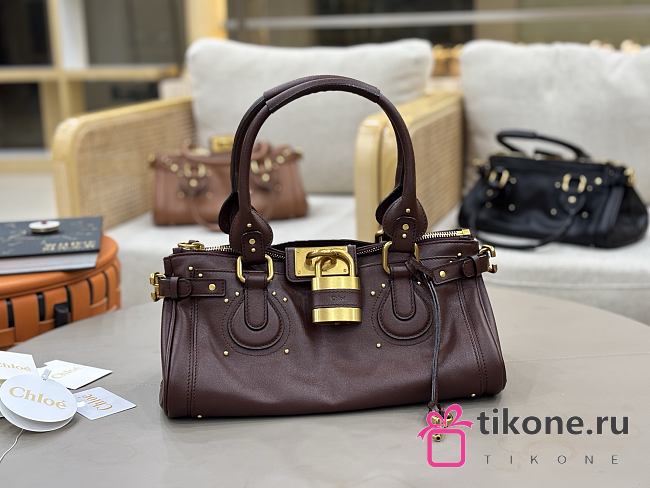 Chloe Paddington Bag In Grained Leather Crafty Brown - 36x18x18cm - 1