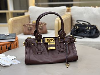 Chloe Paddington Bag In Grained Leather Crafty Brown - 36x18x18cm
