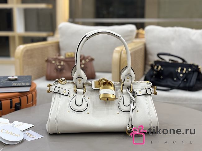 Chloe Paddington Bag In Grained Leather White - 36x18x18cm - 1