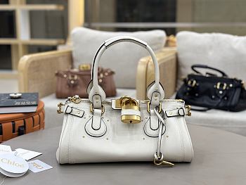 Chloe Paddington Bag In Grained Leather White - 36x18x18cm