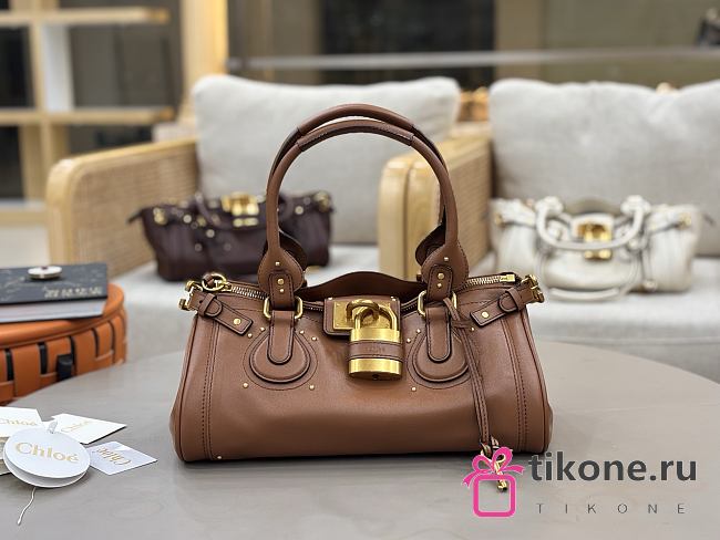 Chloe Paddington Bag In Grained Leather Brown - 36x18x18cm - 1