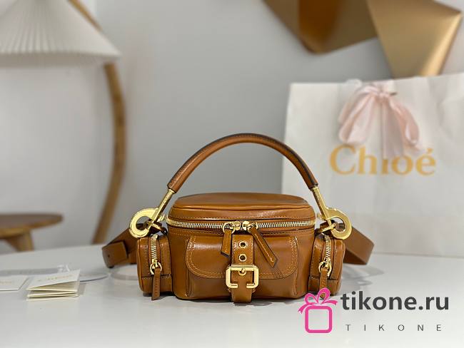 Chloe Small Camera Bag in Shiny Leather Brown - 25x12x12cm - 1