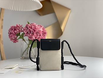 Chloe Key Phone Pouch in Canvas and Shiny Calfskin Leather Black - 13x3x18cm