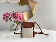 Chloe Key Phone Pouch in Canvas and Shiny Calfskin Leather Brown - 13x3x18cm - 1