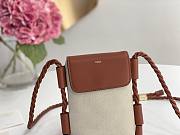 Chloe Key Phone Pouch in Canvas and Shiny Calfskin Leather Brown - 13x3x18cm - 5