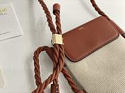 Chloe Key Phone Pouch in Canvas and Shiny Calfskin Leather Brown - 13x3x18cm - 4