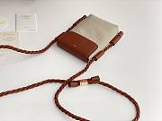 Chloe Key Phone Pouch in Canvas and Shiny Calfskin Leather Brown - 13x3x18cm - 2