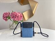 Chloe Key Phone Pouch in Denim and Shiny Calfskin Leather - 13x3x18cm - 1