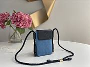 Chloe Key Phone Pouch in Denim and Shiny Calfskin Leather - 13x3x18cm - 5