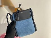 Chloe Key Phone Pouch in Denim and Shiny Calfskin Leather - 13x3x18cm - 3