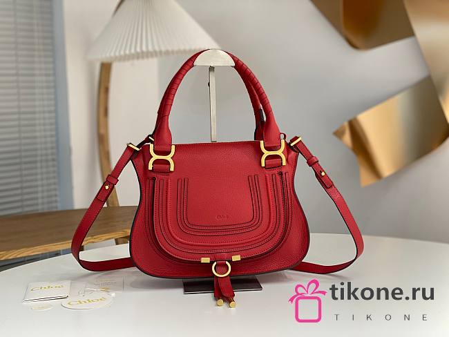 Chloe Small Marcie Bag In Grained Leather Red - 30x23x9cm - 1