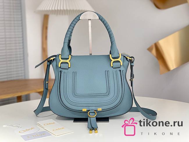Chloe Small Marcie Bag In Grained Leather Blue - 30x23x9cm - 1