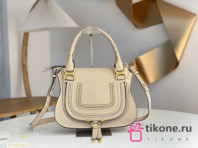 Chloe Small Marcie Bag In Grained Leather Beige - 30x23x9cm - 1
