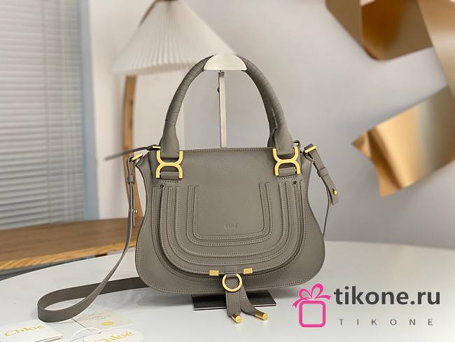Chloe Small Marcie Bag In Grained Leather Gray - 30x23x9cm - 1