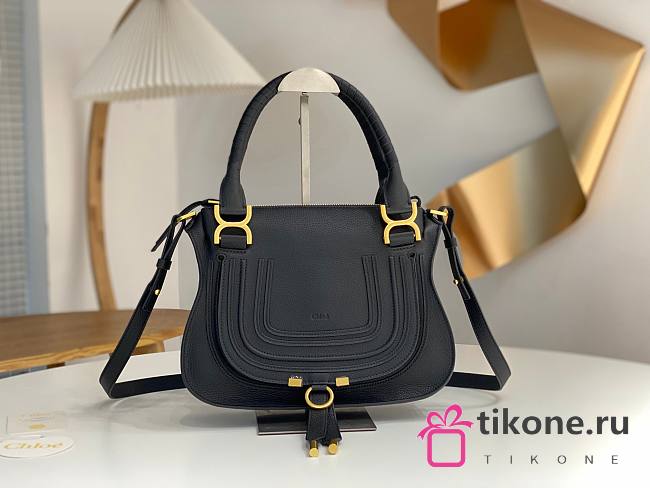 Chloe Small Marcie Bag In Grained Leather Black - 30x23x9cm - 1