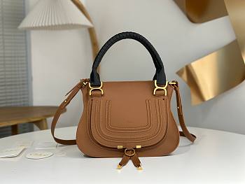 Chloe Small Marcie Bag In Calf Leather Brown and Black - 30x23x9cm