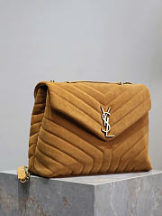 YSL Saint Laurent Loulou Medium Shoulder Bag Suede Brown - 32x22x12cm - 3