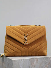 YSL Saint Laurent Loulou Medium Shoulder Bag Suede Brown - 32x22x12cm - 1