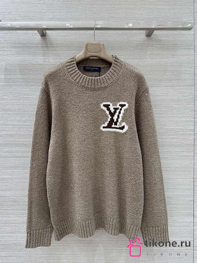 LV Sweater Wool Blend Crewneck Brown - 1