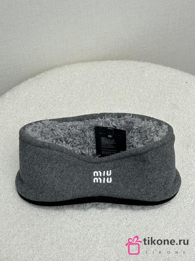 Miumiu Fleece Headband Grey 5IH097 - 1