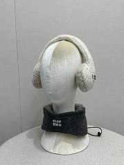 Miumiu Wool Cashmere And Shearling Ear Muffs White - 1