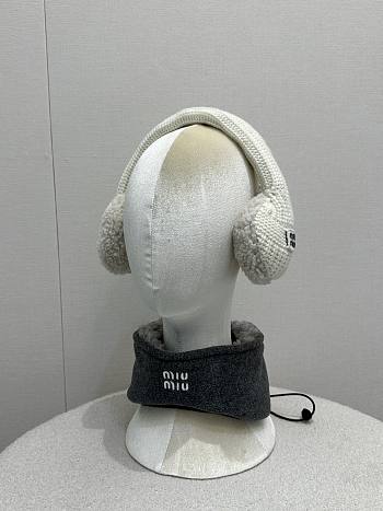 Miumiu Wool Cashmere And Shearling Ear Muffs White