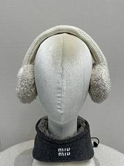 Miumiu Wool Cashmere And Shearling Ear Muffs White - 2