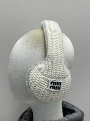 Miumiu Wool Cashmere And Shearling Ear Muffs White - 4