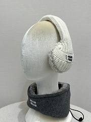 Miumiu Wool Cashmere And Shearling Ear Muffs White - 5
