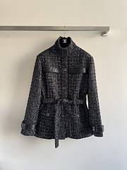 Chanel Belted Jacket Cashmere Tweed Black & White - 3