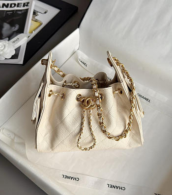 Chanel 25 Mini Handbag Grained Calfskin & Gold Tone Metal Beige - 22x20x12.5cm