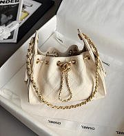 Chanel 25 Mini Handbag Grained Calfskin & Gold Tone Metal Beige - 22x20x12.5cm - 6