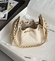 Chanel 25 Mini Handbag Grained Calfskin & Gold Tone Metal Beige - 22x20x12.5cm - 3