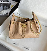 Chanel 25 Mini Handbag Grained Calfskin & Gold Tone Metal Milk Tea - 22x20x12.5cm - 5