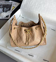 Chanel 25 Mini Handbag Grained Calfskin & Gold Tone Metal Milk Tea - 22x20x12.5cm - 3
