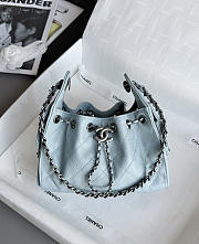 Chanel 25 Mini Handbag Grained Calfskin & Aged Silver Tone Metal Blue- 22x20x12.5cm - 1