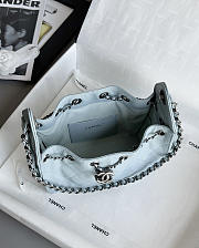 Chanel 25 Mini Handbag Grained Calfskin & Aged Silver Tone Metal Blue- 22x20x12.5cm - 6