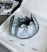 Chanel 25 Mini Handbag Grained Calfskin & Aged Silver Tone Metal Blue- 22x20x12.5cm - 5