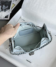 Chanel 25 Mini Handbag Grained Calfskin & Aged Silver Tone Metal Blue- 22x20x12.5cm - 3