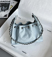 Chanel 25 Mini Handbag Grained Calfskin & Aged Silver Tone Metal Blue- 22x20x12.5cm - 2