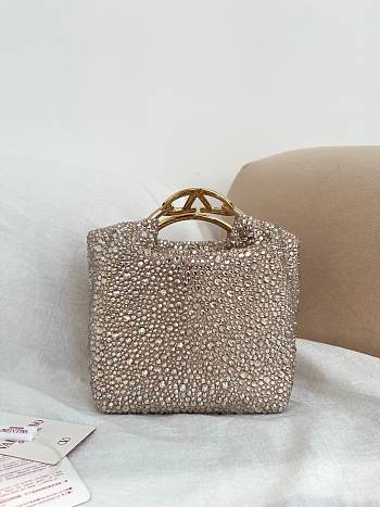 Valentino Garavani Multi Crystal Embellished Carry Secrets Embroidered Bucket - 15x12x10cm