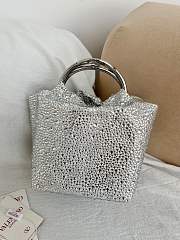 Valentino Garavani Multi Crystal Embellished Carry Secrets Embroidered Bucket Silver - 15x12x10cm - 2