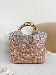 Valentino Garavani Multi Crystal Embellished Carry Secrets Embroidered Bucket Pink - 15x12x10cm - 4