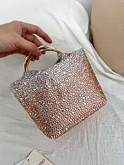 Valentino Garavani Multi Crystal Embellished Carry Secrets Embroidered Bucket Pink - 15x12x10cm - 6