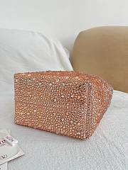 Valentino Garavani Multi Crystal Embellished Carry Secrets Embroidered Bucket Pink - 15x12x10cm - 3